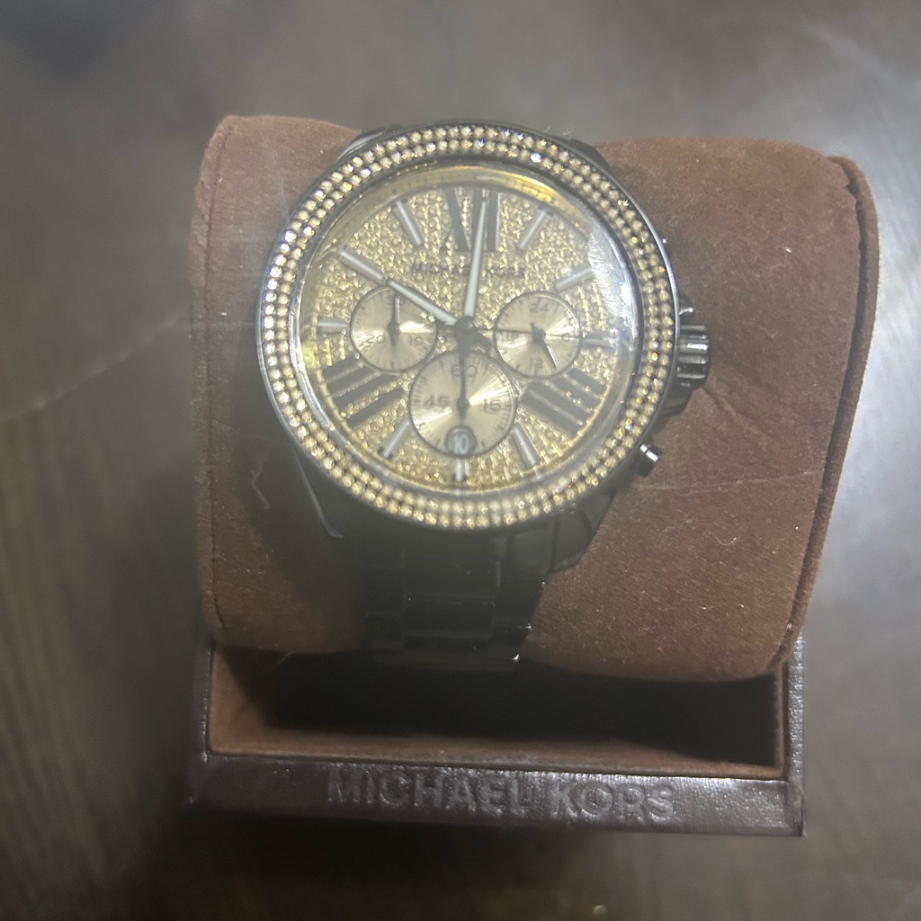 Michael Kors Black And Gold Chronograph Watch